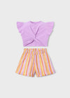 Conjunto Short Rayas Con Blusa Lila Niña Mayoral M3227 MAYORAL