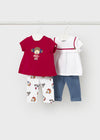 Conjunto 4 Piezas Blusas Y Leggins Rojo Bebe Niña Mayoral M1736 MAYORAL