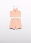 Conjunto Bermuda Crepe Ondas Peach Niña Abelylula M5209 ABEL Y LULA