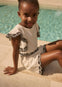 Conjunto Bermuda Bordado Ondas Crema Junior Niña Abelylula M5211