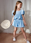 Conjunto Blusa Con Bermuda Celeste Niña Abelylula M5208 ABEL Y LULA