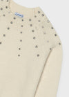 Sueter Apliques Strass Crema Junior Niña Mayoral M7343 MAYORAL