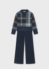 Conjunto Pantalon Tejido Jacquar Azul Junior Niña Mayoral M7532 MAYORAL
