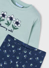 Conjunto Leggings Y Blusa M/L Punto Estampado Jade/Marino Para Niña Mayorall M4734 MAYORAL