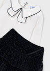Conjunto Falda Y Blusa M/L Tercioafelpado Strass Negro Para Niña Mayoral M4936 MAYORAL