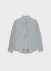 Camisa Popelin Corbata Azul Junior Niña Mayoral M7120 MAYORAL