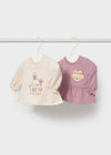 Conjunto 2 Blusas M/L Con Pantalon Punto Pana Malva Recien Nacida Niña Mayoral M2083 MAYORAL