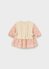 Vestido Con Chaleco Tejido Creama Recien Nacida Niña Mayoral M2821 MAYORAL