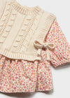 Vestido Con Chaleco Tejido Creama Recien Nacida Niña Mayoral M2821 MAYORAL