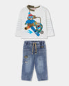Conjunto Playera Oso M/L Con Pantalon Mezclilla De Niño -Bci Boboli M544014 BOBOLI