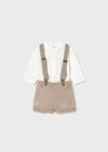 CONJUNTO SHORT CON CAMISA Y TIRANTE BEIGE BEBE NIÑO R/N MAYORAL M2257 Mayoral