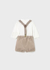 CONJUNTO SHORT CON CAMISA Y TIRANTE BEIGE BEBE NIÑO R/N MAYORAL M2257 Mayoral
