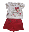 Conjunto Short Satinado De Algodon Rojo Blusa M/C Niña Con Perros Bco-Rojo Bebe Niña Mayoral M1004