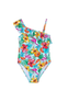 Traje De Baño Con Volante Estampado Flores Color Azul De Niña Boboli M828301