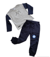 Conjunto Pantalon Con Playera M/L Combinada Gris Marino Niño Mayoral M4045