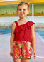 Conjunto Blusa Asimétrico Short Estampado Color Rojo Niña Mayoral M3262