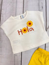 Conjunto Blusa M/C Apliques Crochet Con Legins Amarillo Bebe Niña Mayoral M1084