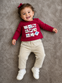 Conjunto Blusa M/L Color Cerza Con Pantalón Malla Pana Camel Mayoral M2054 Bebe Niña