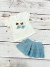 Conj, Blusa M/C Vestir Crd-Cielo Con Falda Plisada Cielo Bebe Niña Mayoral