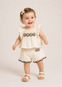 Conjunto Bermuda Apliques Croche Crema Bebe Niña Abelylula M5271