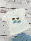 Conj, Blusa M/C Vestir Crd-Cielo Con Falda Plisada Cielo Bebe Niña Mayoral