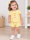 Conjunto Blusa M/C Con Short Punto Rayas Amarillo Bebe Niña Mayoral