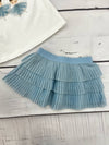 Conj, Blusa M/C Vestir Crd-Cielo Con Falda Plisada Cielo Bebe Niña Mayoral