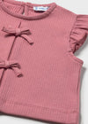 Conjunto Short Con Blusa Rayas Blush Bebe Niña Mayoral M1089