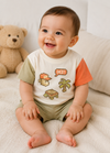 Playera M/C Combinada Nata-Naranja Niño Mayoral M3076 MAYORAL