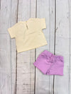 Conjunto Blusa M/C Serigrafiada Hueso Con Short Lila Bebe Niña Mayoral M1085