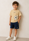 Conjunto de Playera M/C Futbol Legendary" Nuez con Bermuda de Algodón Marino Para Niño Mayoral M3073 / M3209