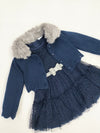 Vestido Marino Con Sueter Tejido Cuello Peluche Niña Boboli M705170