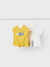 Set 2 Conjuntos Blusas M/C Shorts De Algodón Amarillo Azul Bebe Niña Mayoral M1097