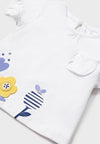 Set 2 Conjuntos Blusas M/C Shorts De Algodón Amarillo Azul Bebe Niña Mayoral M1097