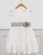 Vestido Tul Bordado Blanco Con Cinturón Gris Niña ABEL y LULA