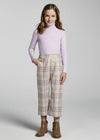 Pantalon Al Tobillo Cropped Vanguardia Cuadros Lila Niña Junior Mayoral M7564 MAYORAL