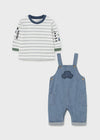 Conjunto Overol Mezclilla Suave Y Playera Rayas Carritos Bebe Niño Mayoral M2688 MAYORAL