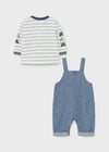 Conjunto Overol Mezclilla Suave Y Playera Rayas Carritos Bebe Niño Mayoral M2688 MAYORAL