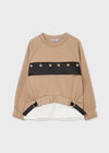 Sudadera Combinacion De Tela Camisa Y Popelin Camel Niña Junior Mayoral M7424 MAYORAL