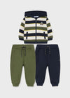 Pants 2 Pantalones Sudadera Rayas Verde Caza Bebe Niño Mayoral M2828 MAYORAL