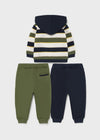 Pants 2 Pantalones Sudadera Rayas Verde Caza Bebe Niño Mayoral M2828 MAYORAL