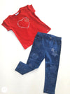 Conjunto Blusa M/C Rojo Leggings Azul Niña Mayoral Mayoral