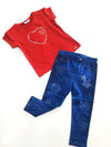 Conjunto Blusa M/C Rojo Leggings Azul Niña Mayoral Mayoral