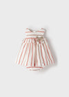 Vestido Rayas Lino Beige Bebe Niña Mayoral M1865 MAYORAL