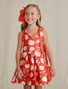 Vestido Satin Estampado Flores Rojo Abelylula 5051 Abel y Lula