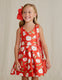 Vestido Satin Estampado Flores Rojo Abel y Lula 5051