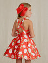 Vestido Satin Estampado Flores Rojo Abelylula 5051 Abel y Lula