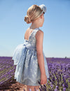 Vestido Organza Bordado Celeste Abelylula 5026 Abel y Lula