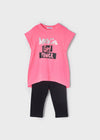 Conjunto Leggings Corto Negro Blusa M/C Neon Niña Mayoral M3764 MAYORAL