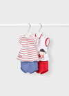 Conjunto Algodon 4 Piezas Short Blusa M/C Rojo Bebe Niña Mayoral M1623